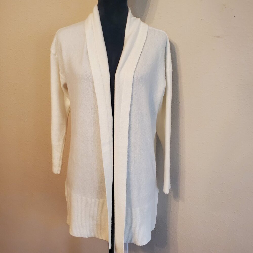 TAHARI Women's Ultra Lite Open Front Long Cardigan in Pearl Size XS/4. - Picture 2 of 14